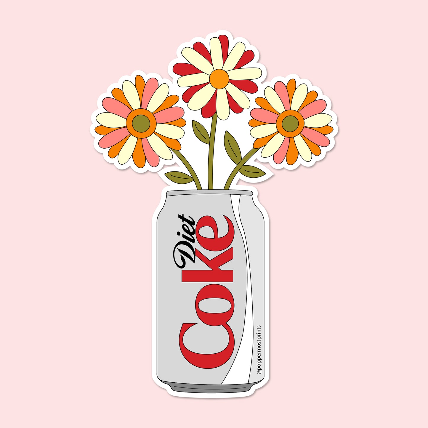 Diet Coke Flowers Sticker