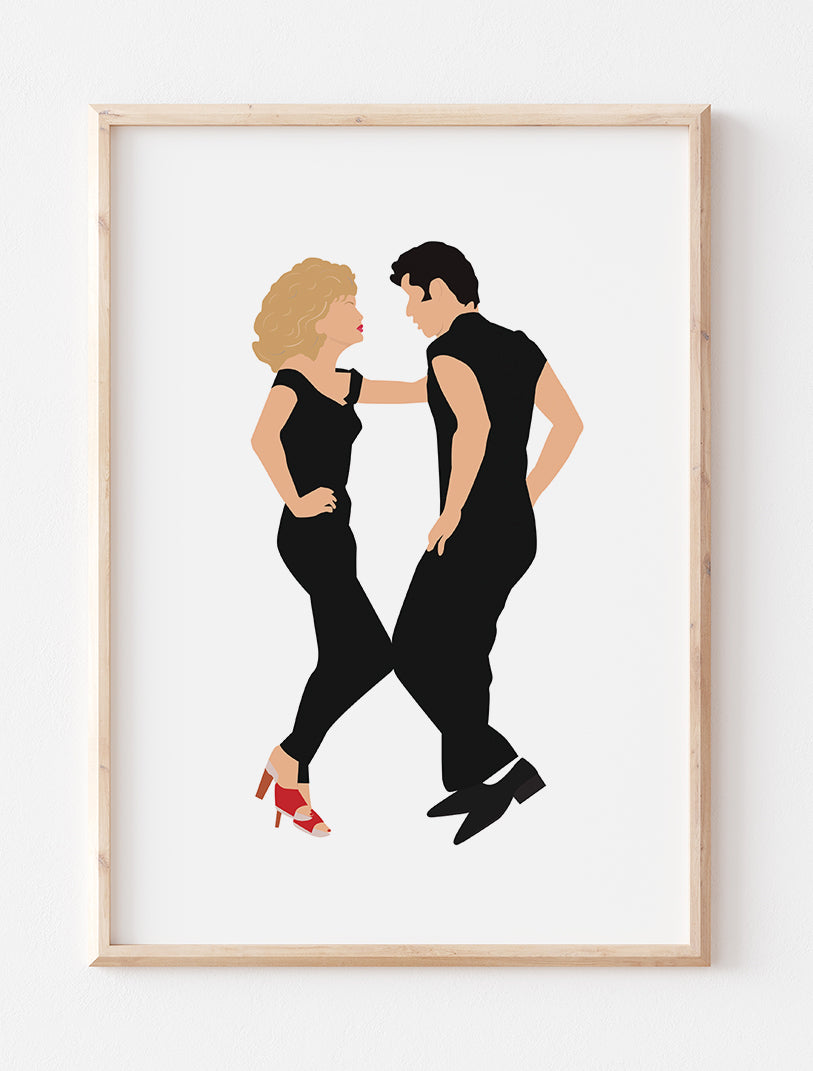 Grease Minimalist Print - Sandy and Danny