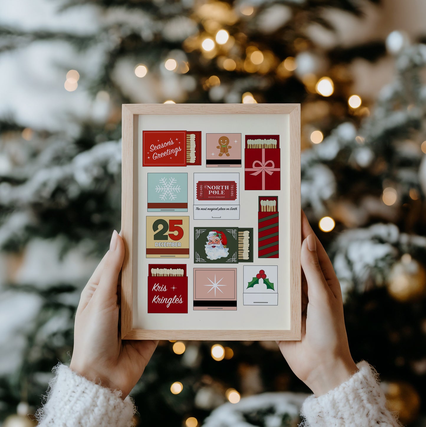 Retro Christmas Matchbooks Print