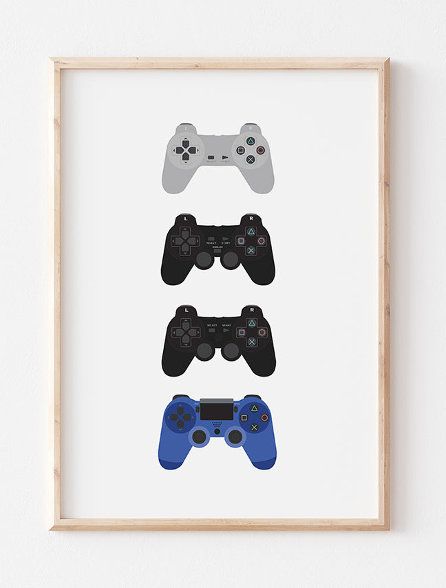 Playstation Controllers Evolution Art Print