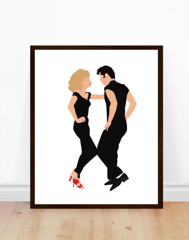Grease Minimalist Print - Sandy and Danny