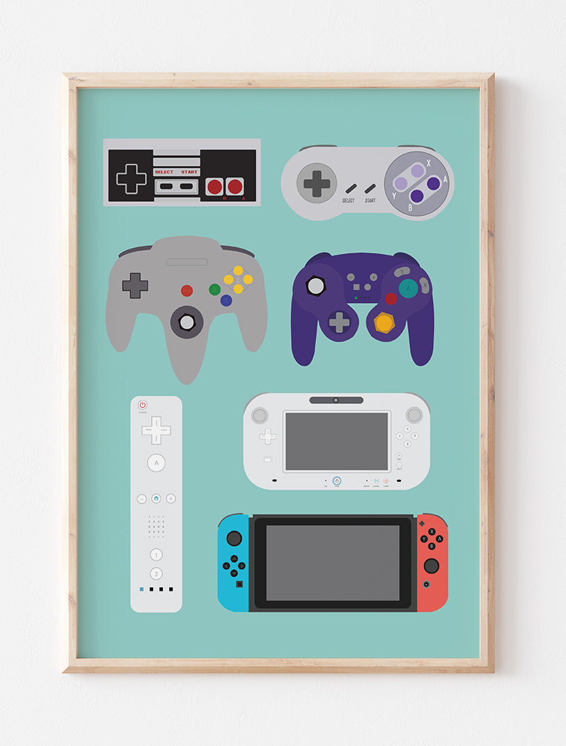 Gaming Controllers - Nintendo Art Print