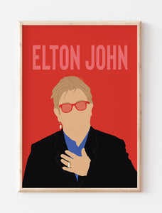 Elton John Minimalist Print (Red Background)