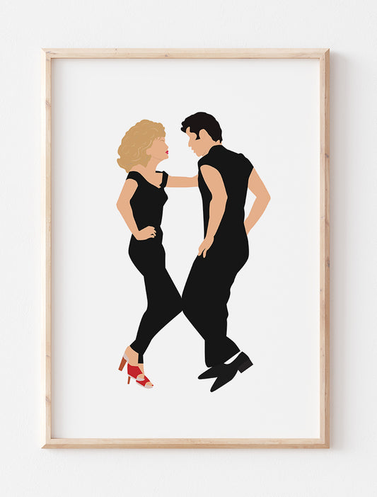 Grease Minimalist Print - Sandy and Danny