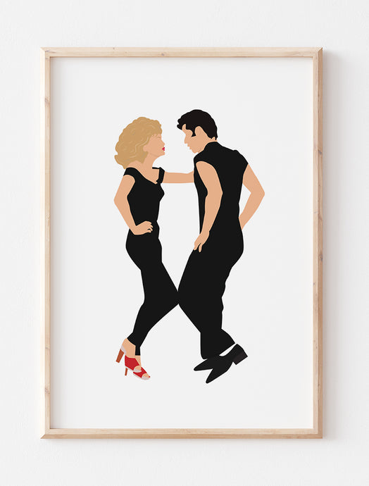 Grease Minimalist Print - Sandy and Danny