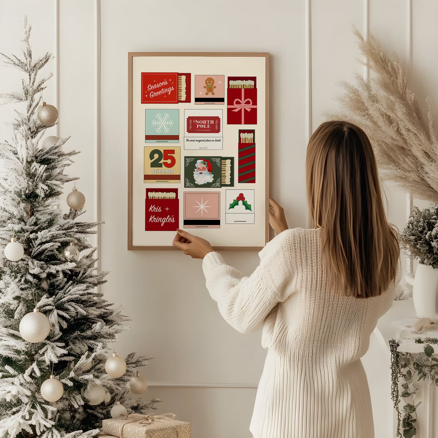 Retro Christmas Matchbooks Print