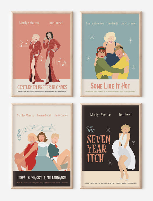 Marilyn Monroe Collection, Set of Four Movie Posters