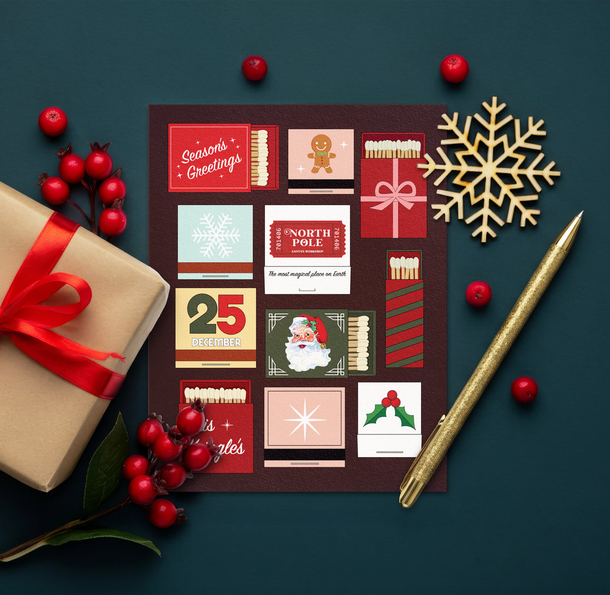 Holiday Matchbooks Christmas Card