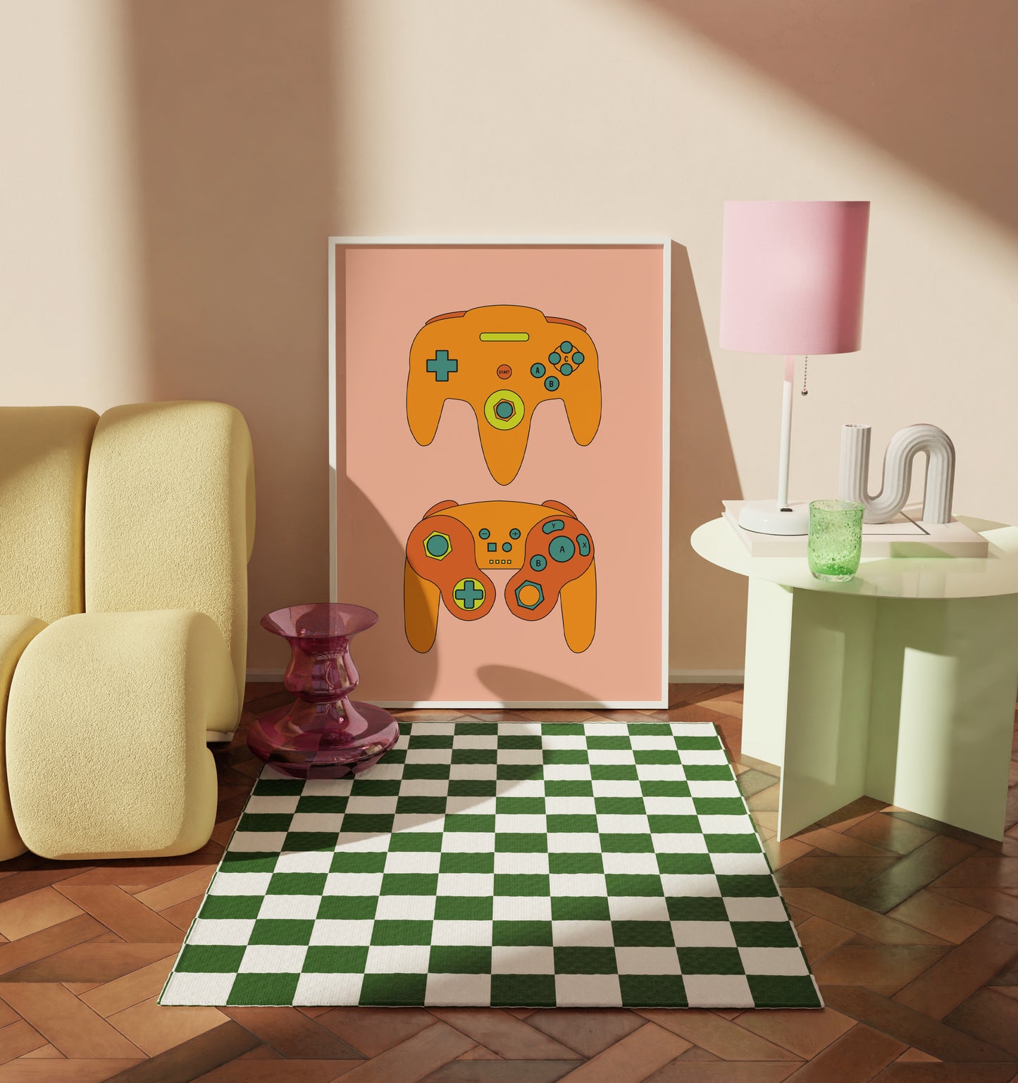 Retro Controllers Print - N64 + Gamecube