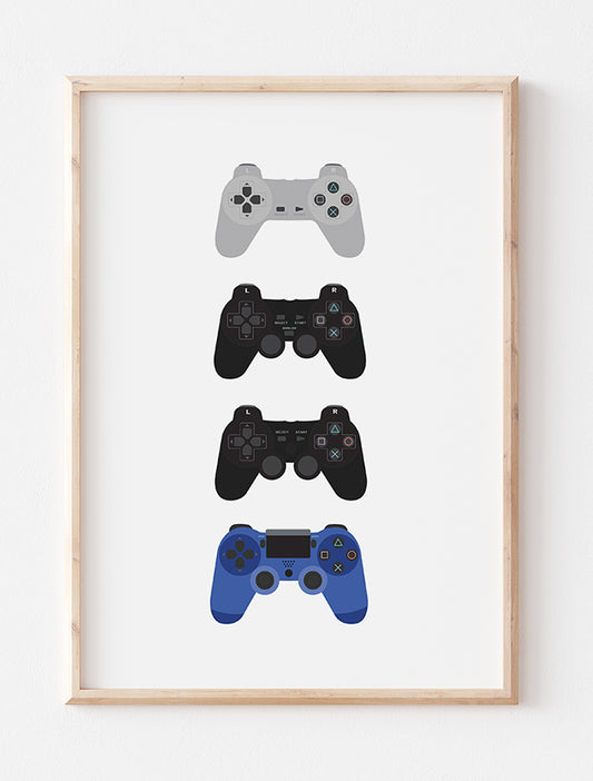 Playstation Controllers Evolution Art Print