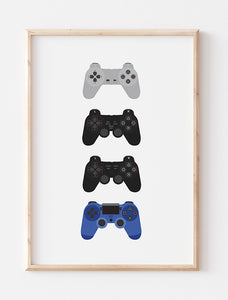 Playstation Controllers Evolution Art Print