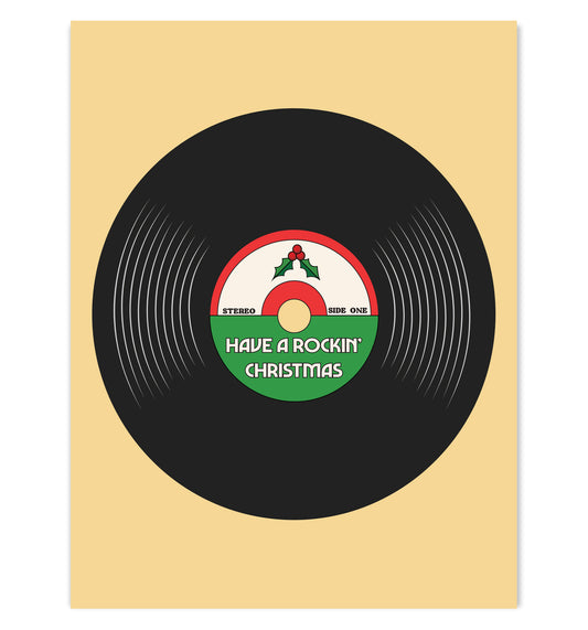Have a Rockin' Christmas - Vinyl Record Card