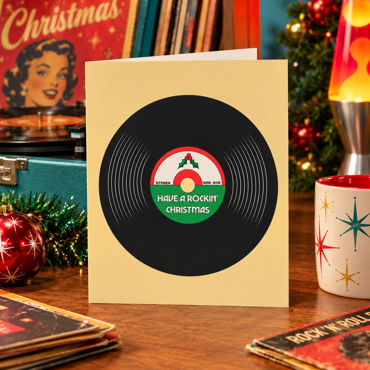 Have a Rockin' Christmas - Vinyl Record Card