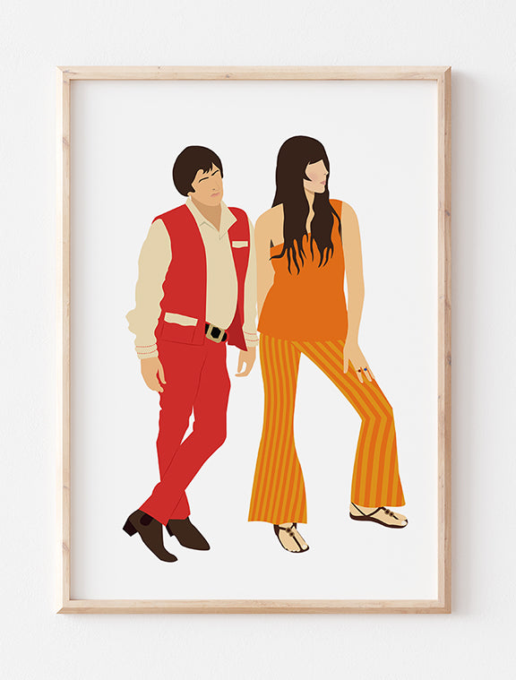 Sonny and cher Minimalist Print by Poppermost Prints