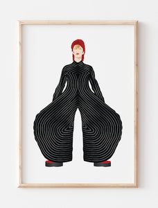 David Bowie Art Print,  Ziggy Stardust (Black Suit)
