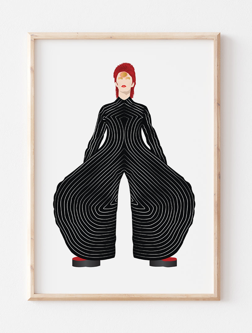 David Bowie Art Print,  Ziggy Stardust (Black Suit)