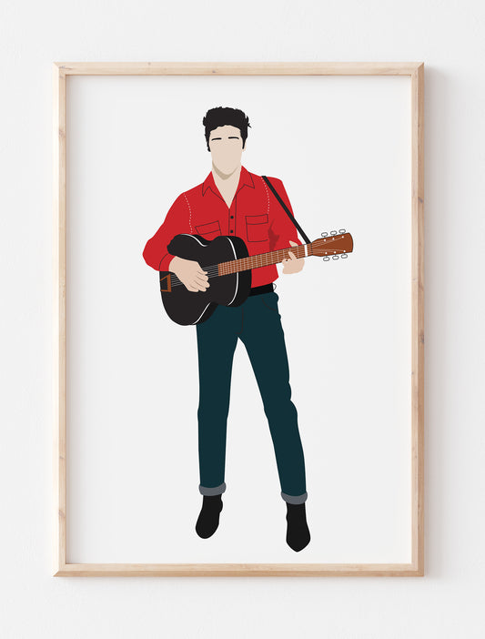 Elvis Presley Minimalist Print - Red Shirt